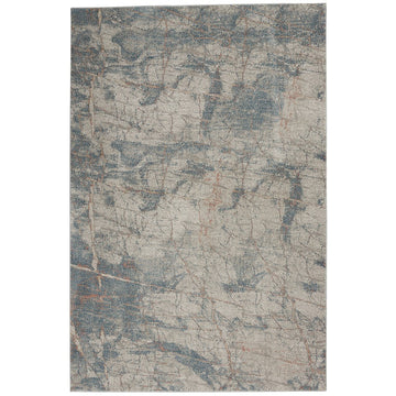 Rustic Textures RUS15 Modern Abstract Distressed Shimmer Carved Hi-Low Textured Durable Polyblend Short-Pile Light Grey/Blue/Ivory/Rust/Beige Rug-Nourison-Rug Love - The Most Loved Rug Store